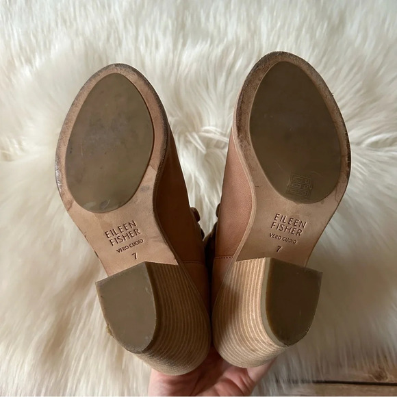Eileen Fisher Heels Shoes Suede Leather Tan Sz 7 - Picture 8 of 9